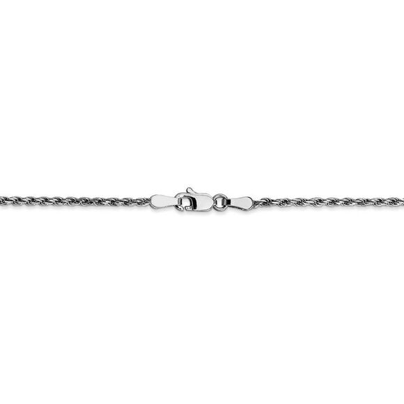 1.6mm, 10k White Gold Diamond Cut Solid Rope Chain Necklace, 30 Inch - Picture 4 of 8